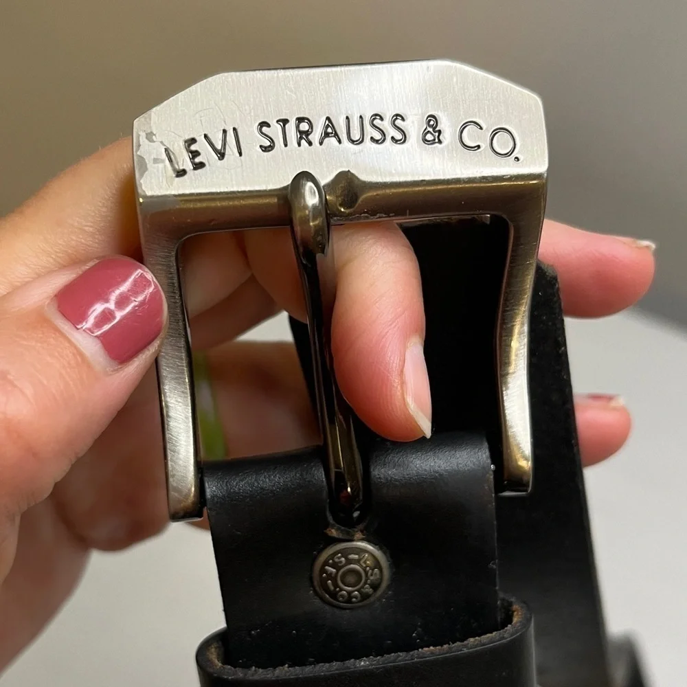 LEVI STRAUSS Genuine Leather Casual Belt Black Size 40